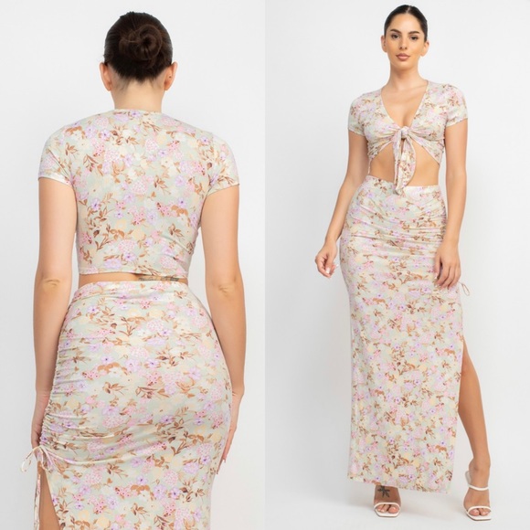 Two piece floral print set in Sage - Picture 4 of 5